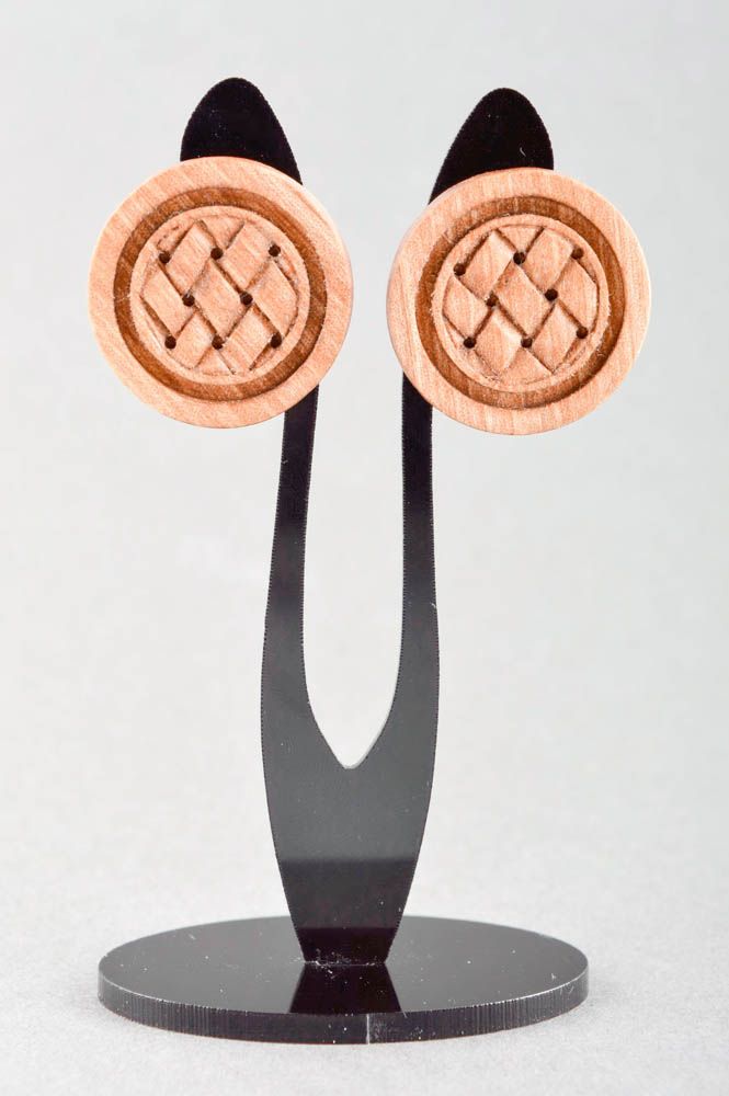 Damen Ohrringe handmade Ohrringe aus Holz rund Schmuck handgemacht im Öko Style foto 1