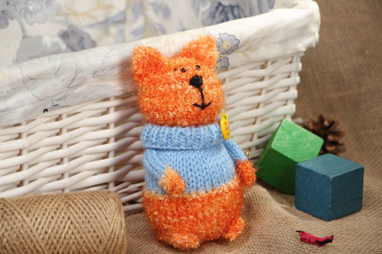 Poupée chat faite main pratique en laine et acrylique jouet pour enfant photo 5