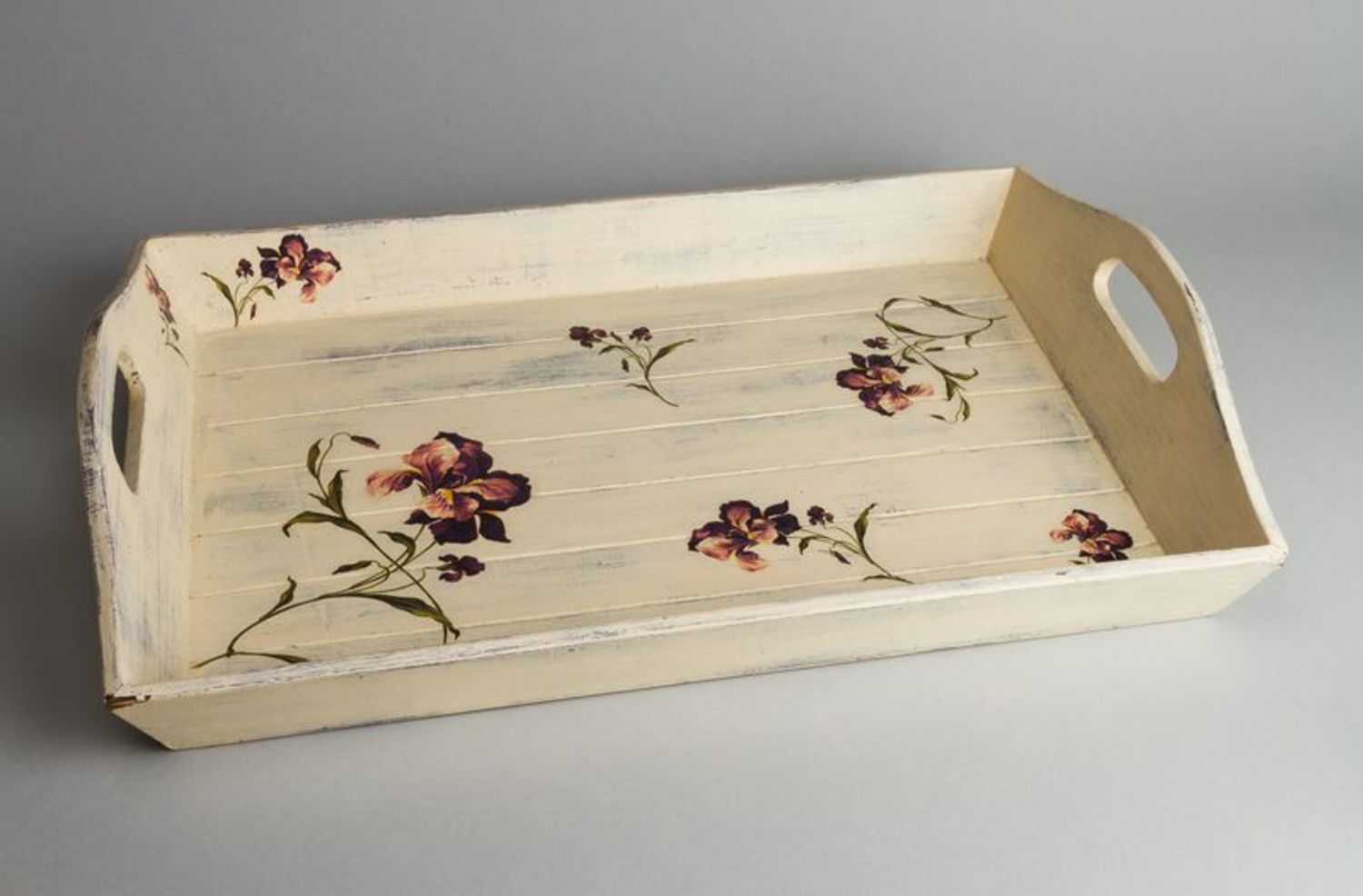 Wooden decoupage tray photo 1
