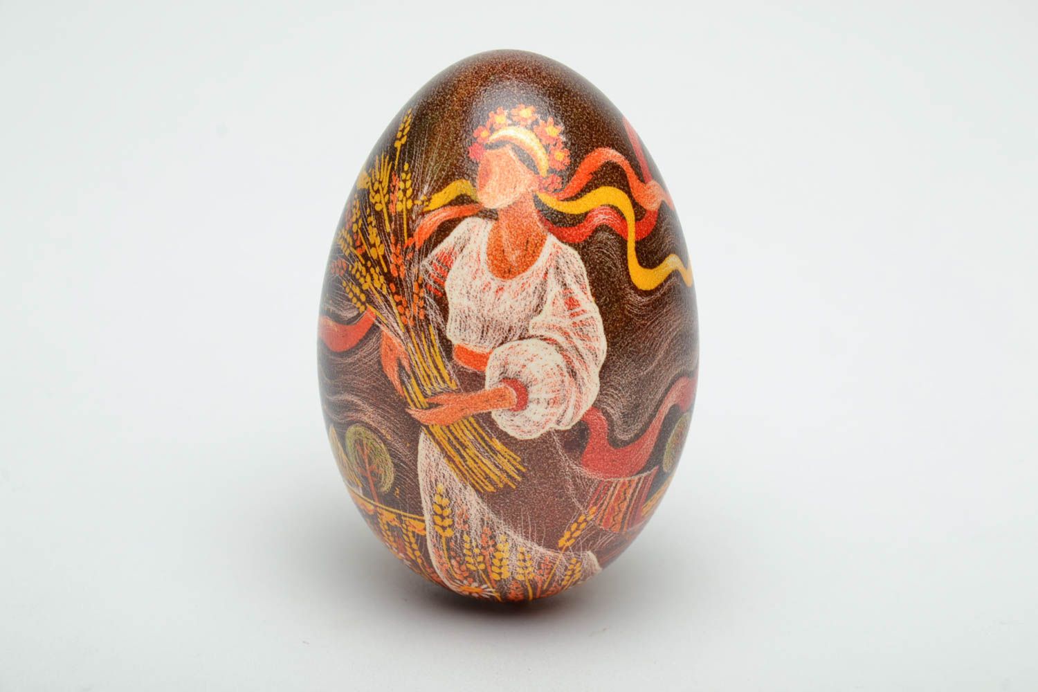 Handmade Easter egg with painting in Ukrainian style photo 2