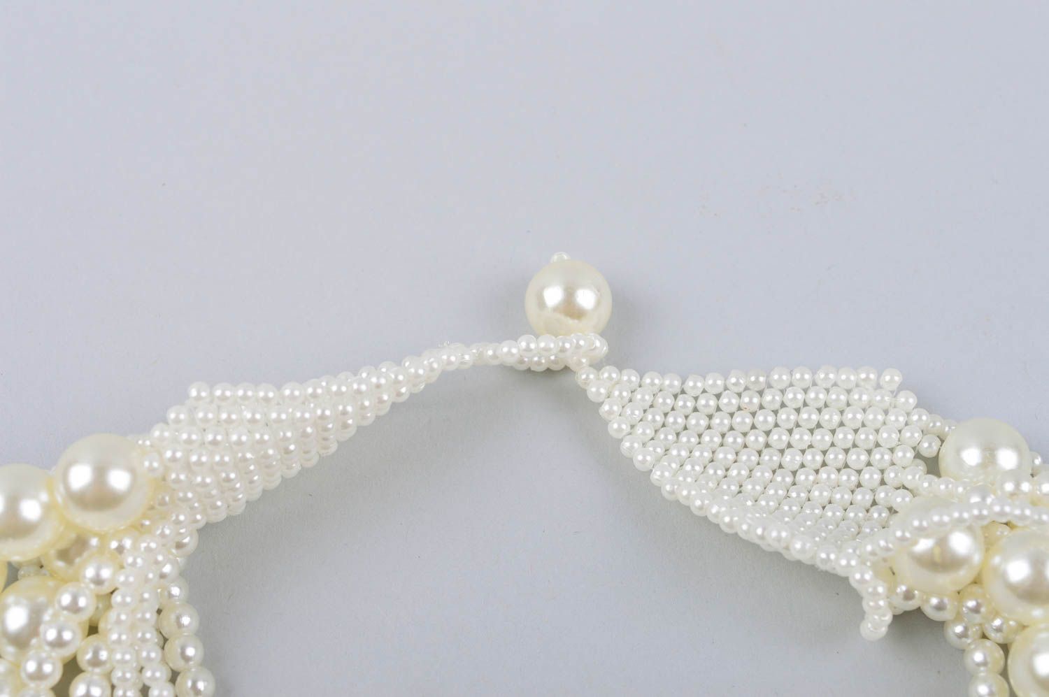 Handmade schönes Damen Collier weiß Schmuck Halskette Accessoire für Frauen foto 4