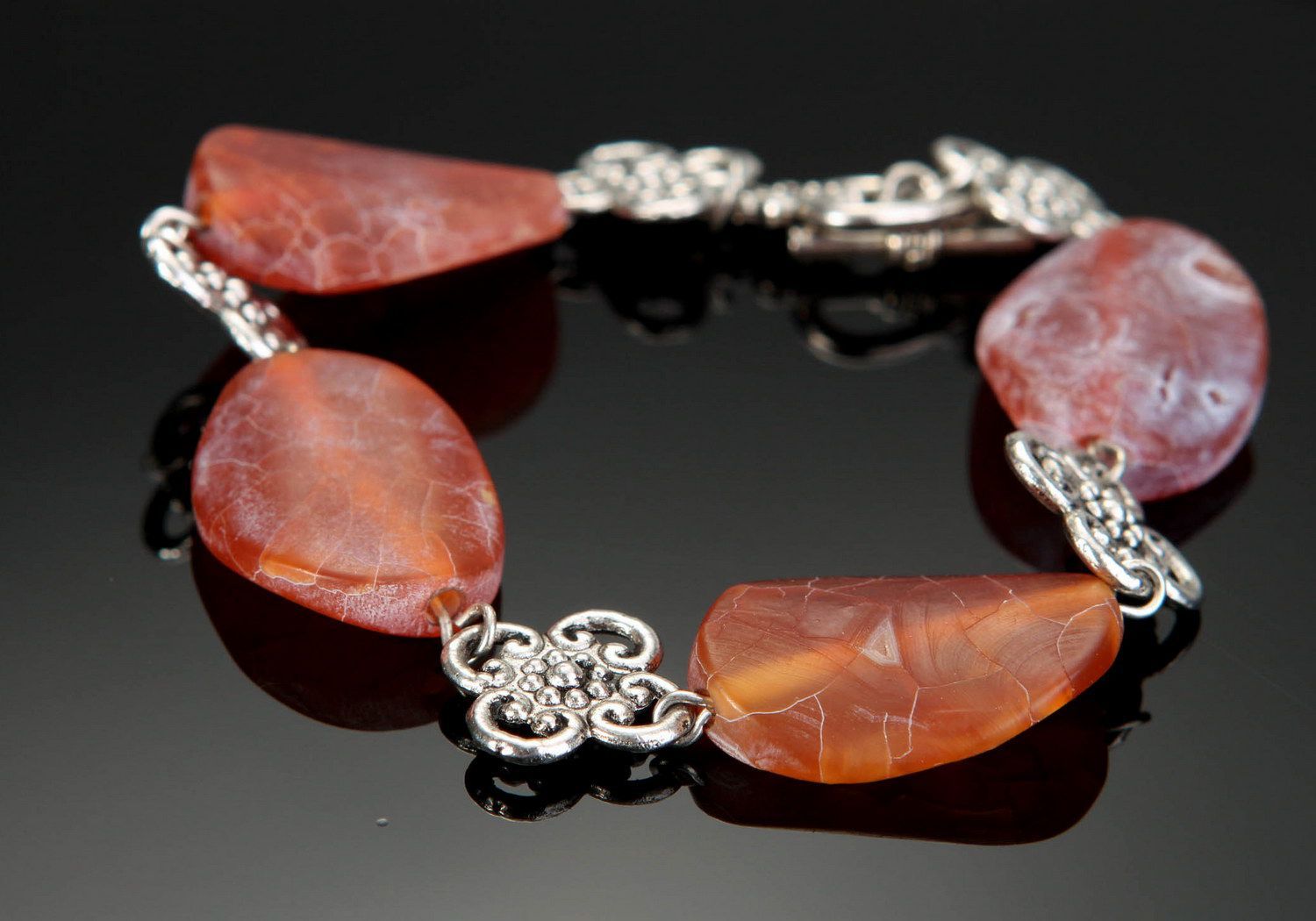Steel bracelet with agate photo 2