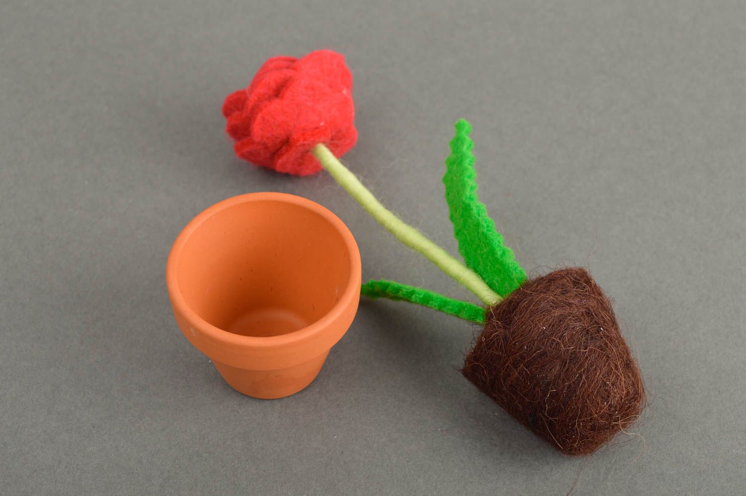 Elemento decorativo fatto a mano pianta artificiale decorativa di lana foto 5