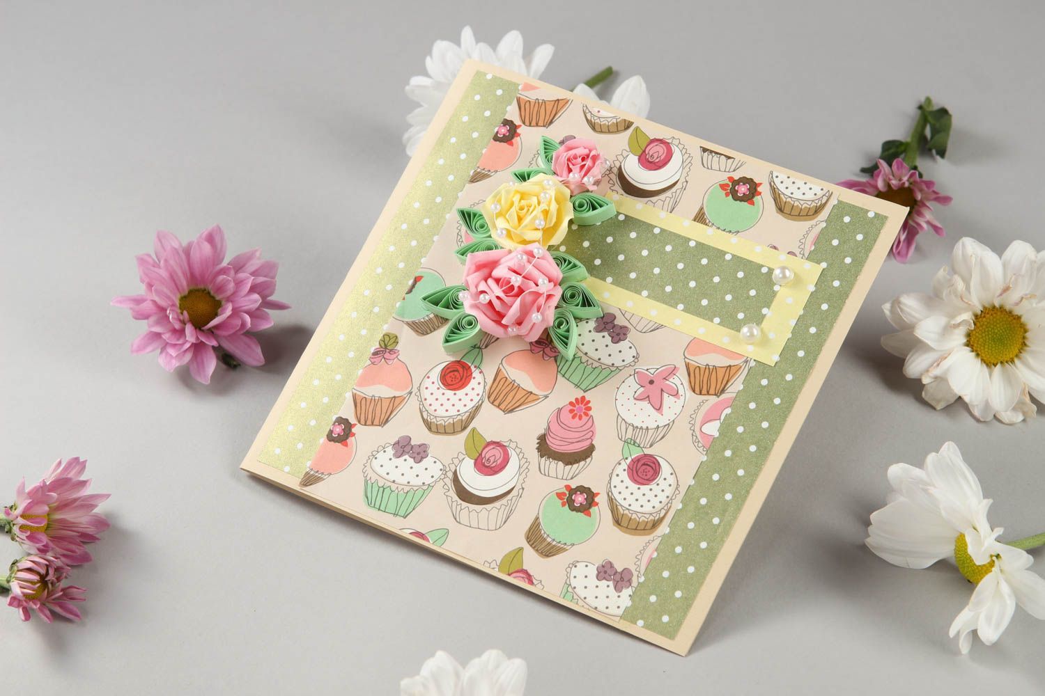 Открытка ручной работы кексы поздравительная открытка стильная красивая открытка фото 1