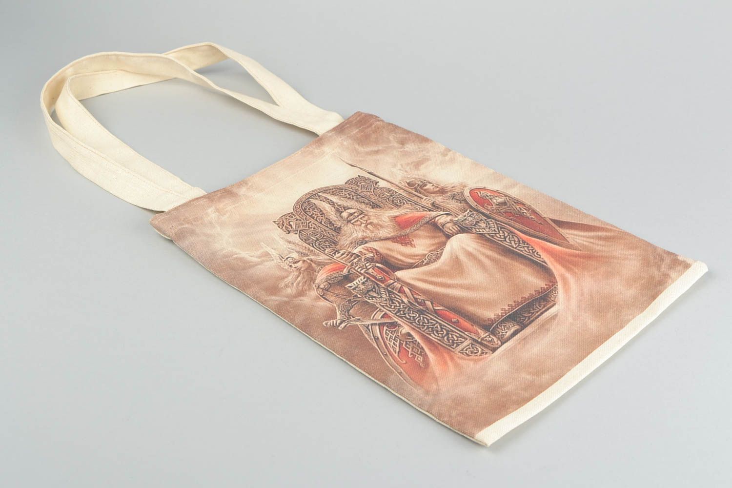 Женская сумка из ткани двунитки с принтом большая оригинальная ручной работы фото 3