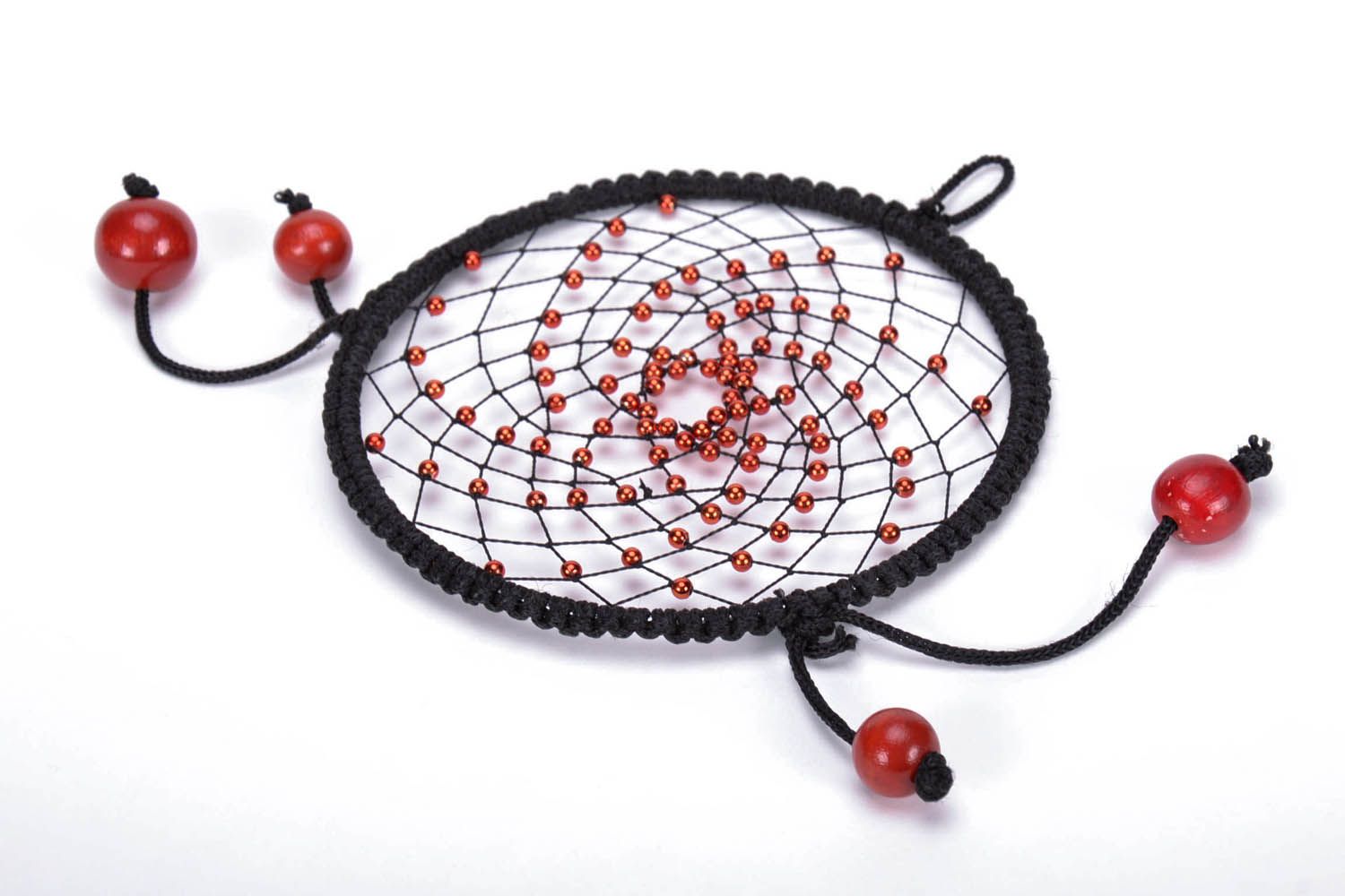 Dreamcatcher with wooden beads photo 2