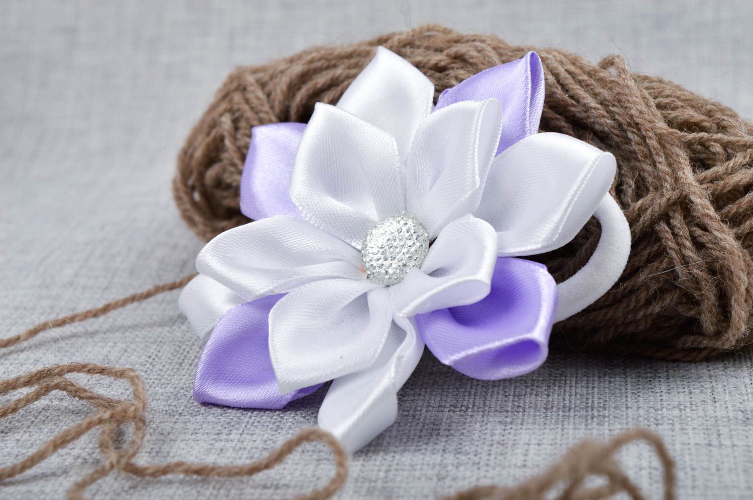 Beautiful handmade flower scrunchie childrens hair tie designer hair accessories photo 1