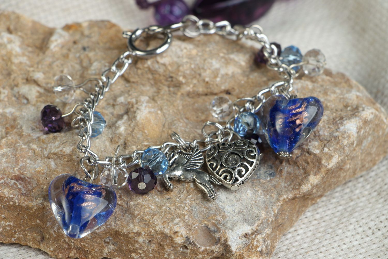 Bracelet with Blue Czech Beads photo 4