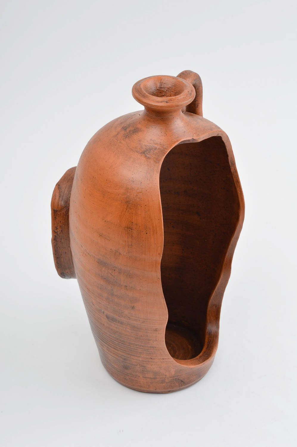 5 inches wide handmade brown broken pitcher shape indoor ceramic flower pot 2 lb photo 3