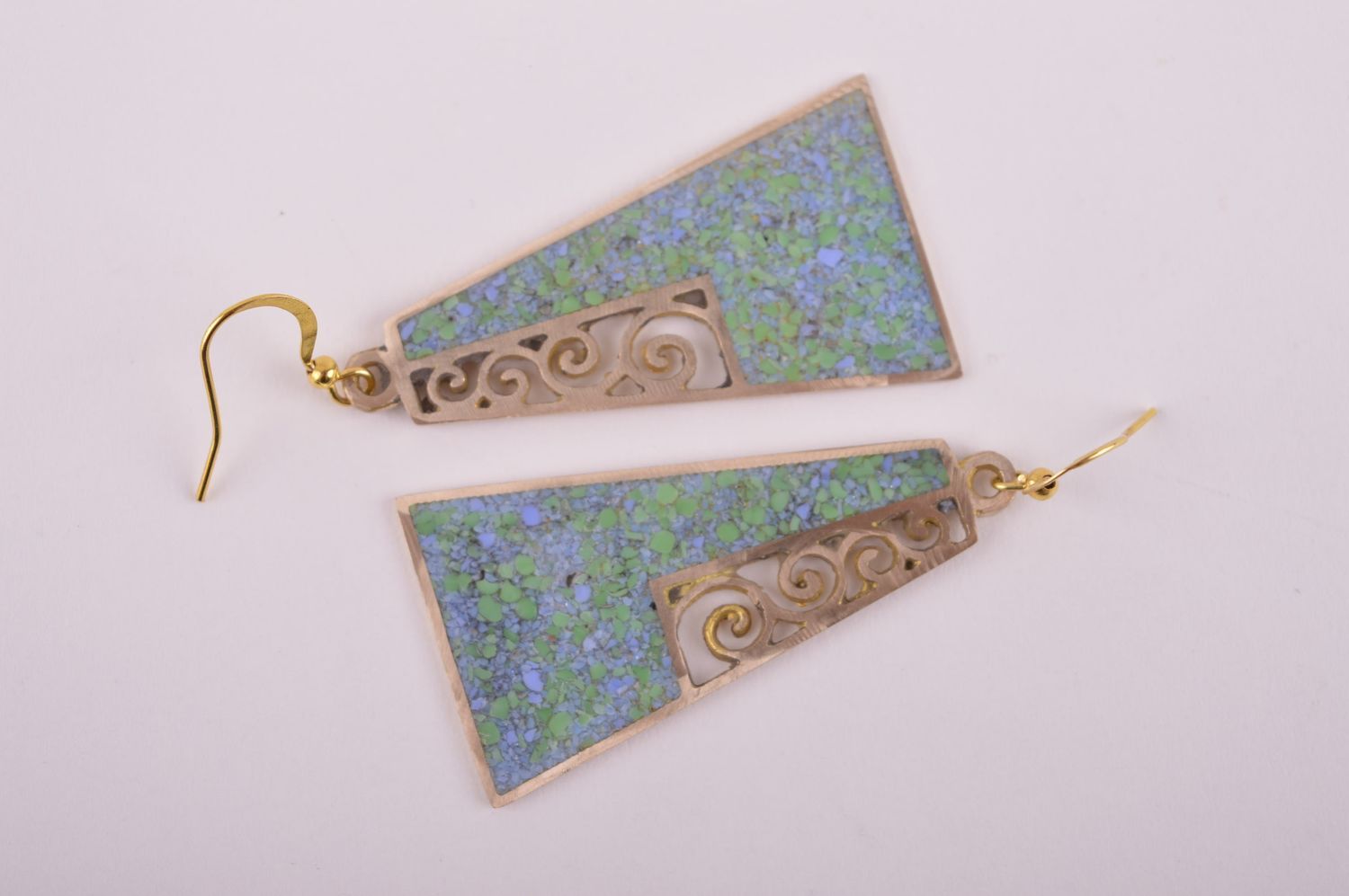 Украшение из латуни handmade серьги из натуральных камней модные серьги большие фото 5
