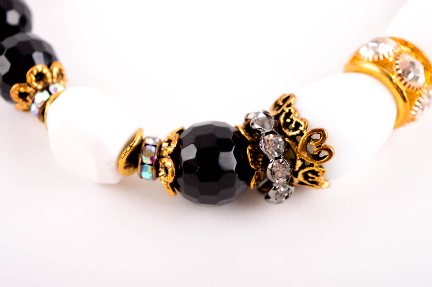 Damen Collier Perlen Schmuck Geschenk für Frauen mit Onyx schwarz künstlerisch foto 3