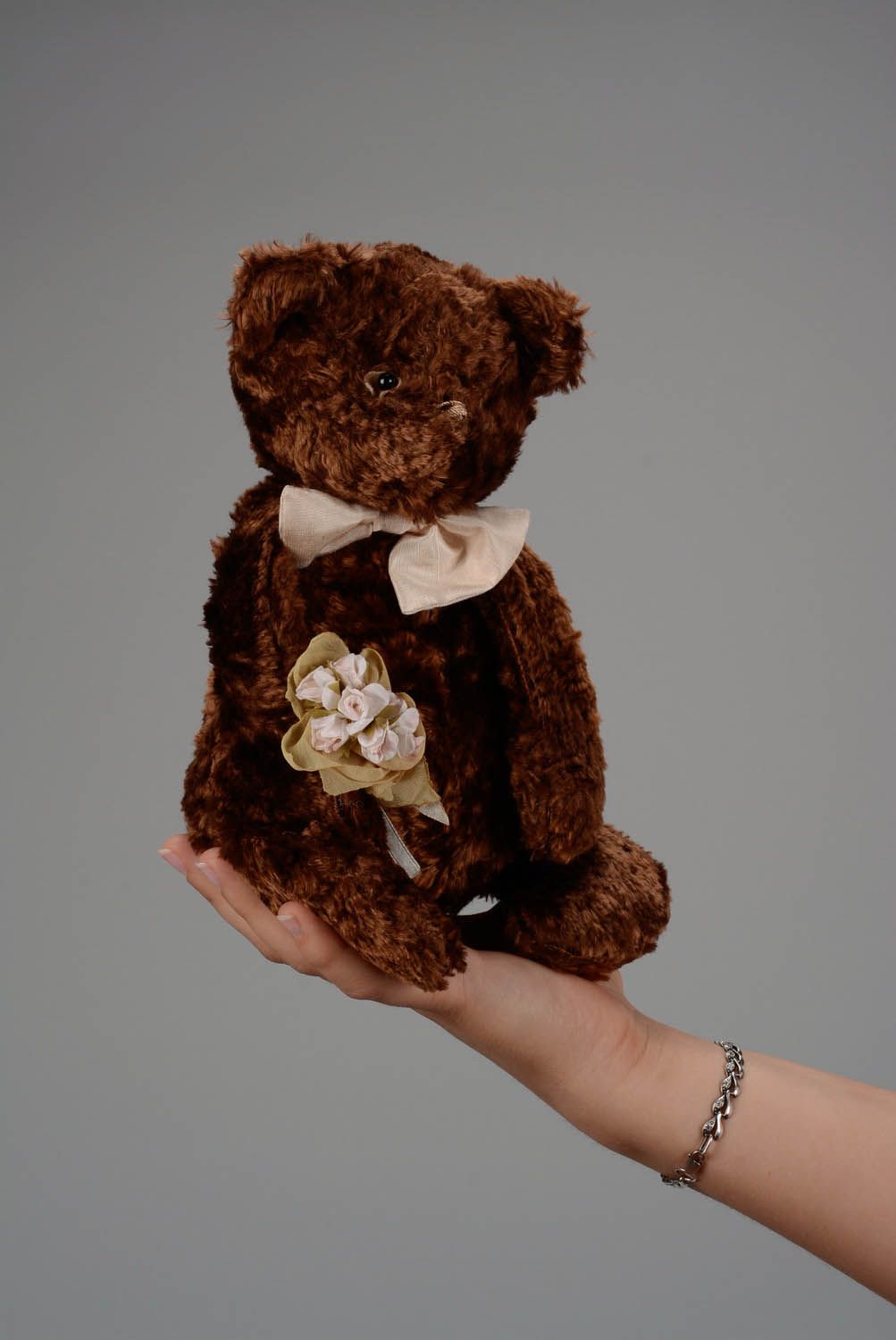 Handmade author's toy Bear with bouquet photo 2