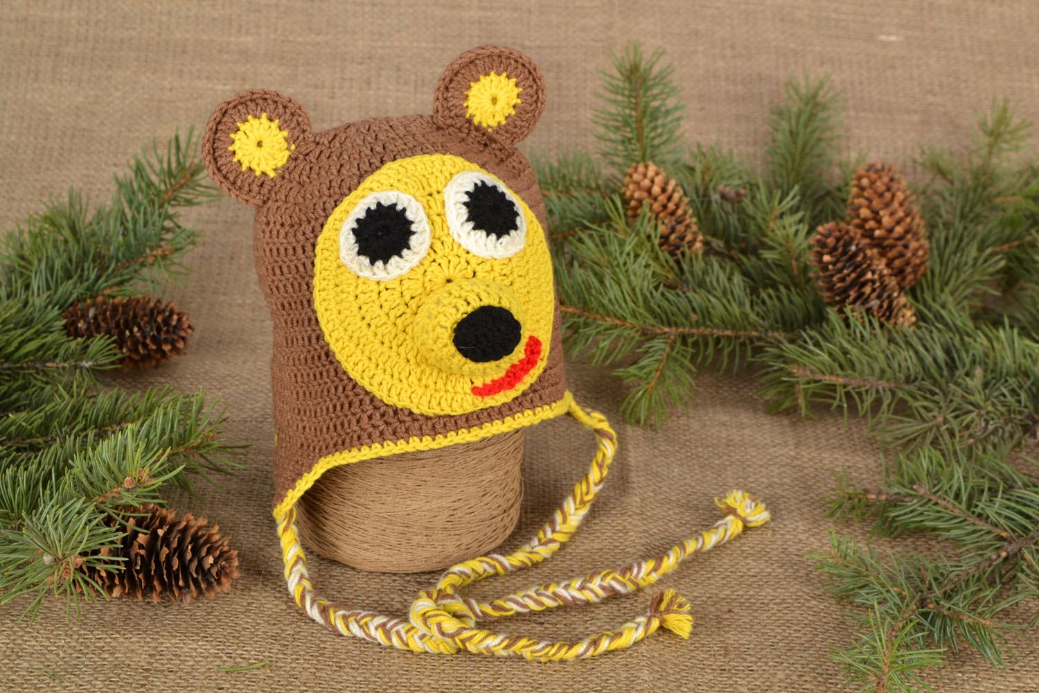 Crochet baby hat Bear photo 1