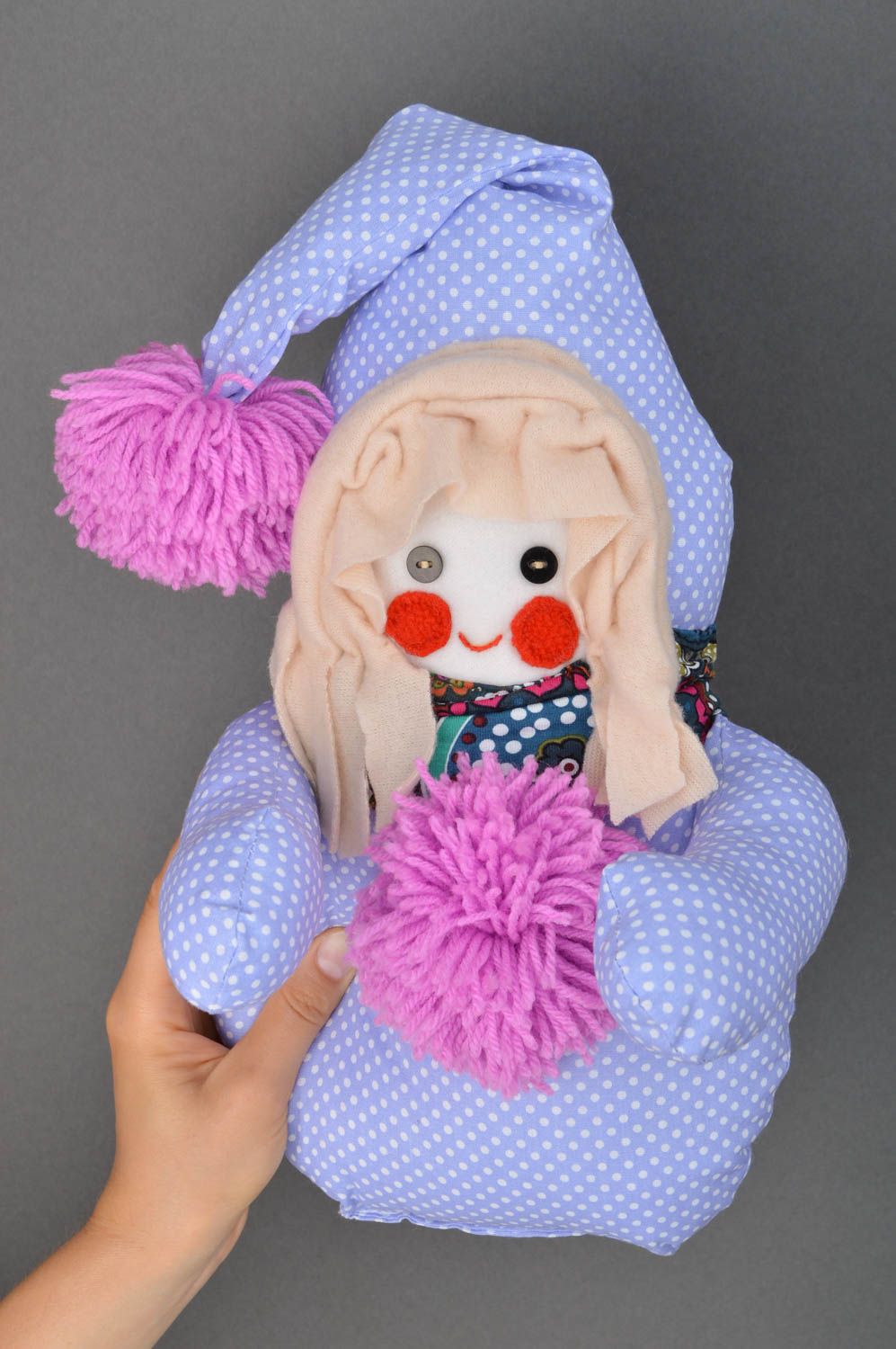 Кукла ручной работы кукла из ткани мягкая кукла оригинальная Голубой гномик фото 5