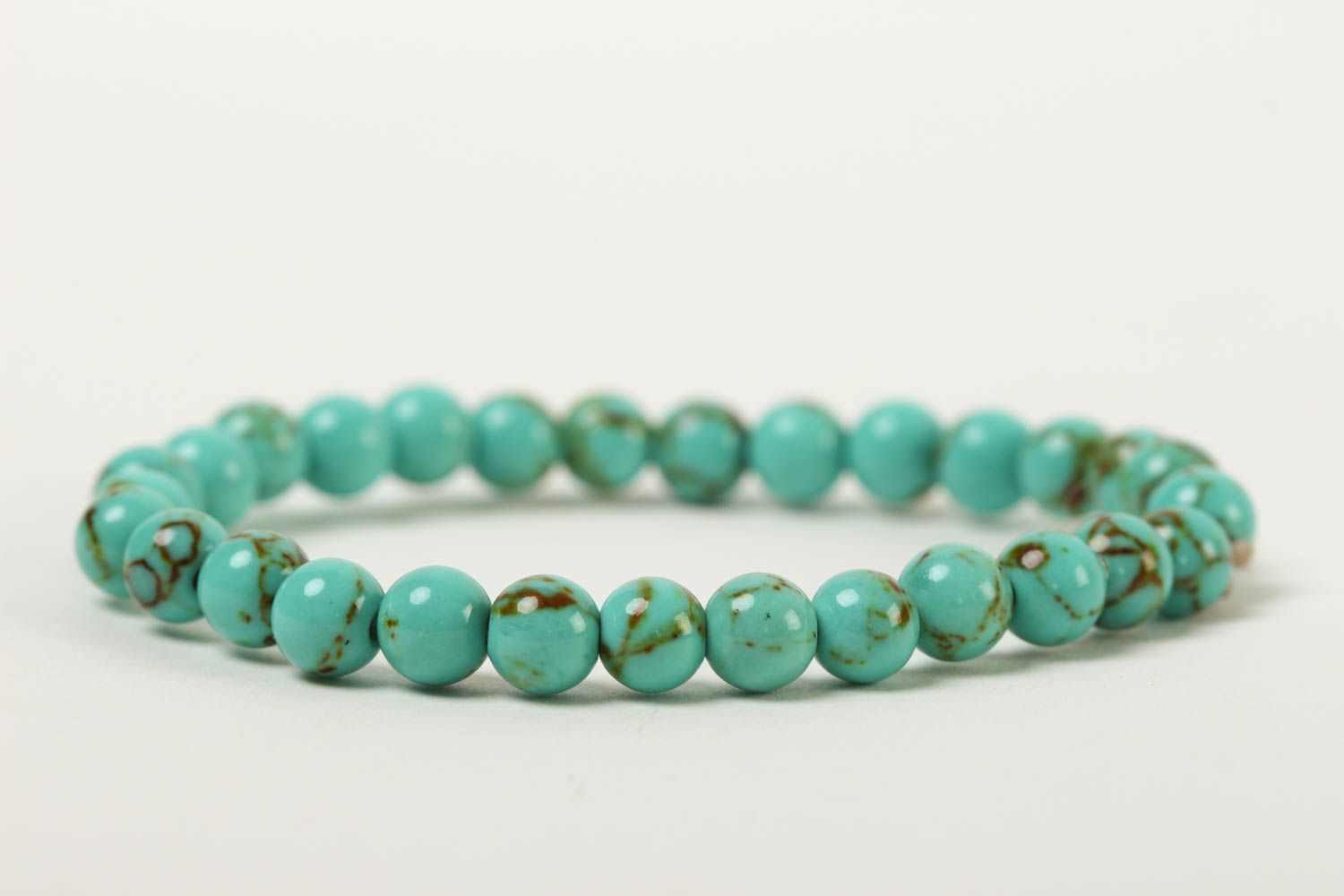 Malachite handmade gemstone bead elastic bracelet for women photo 4
