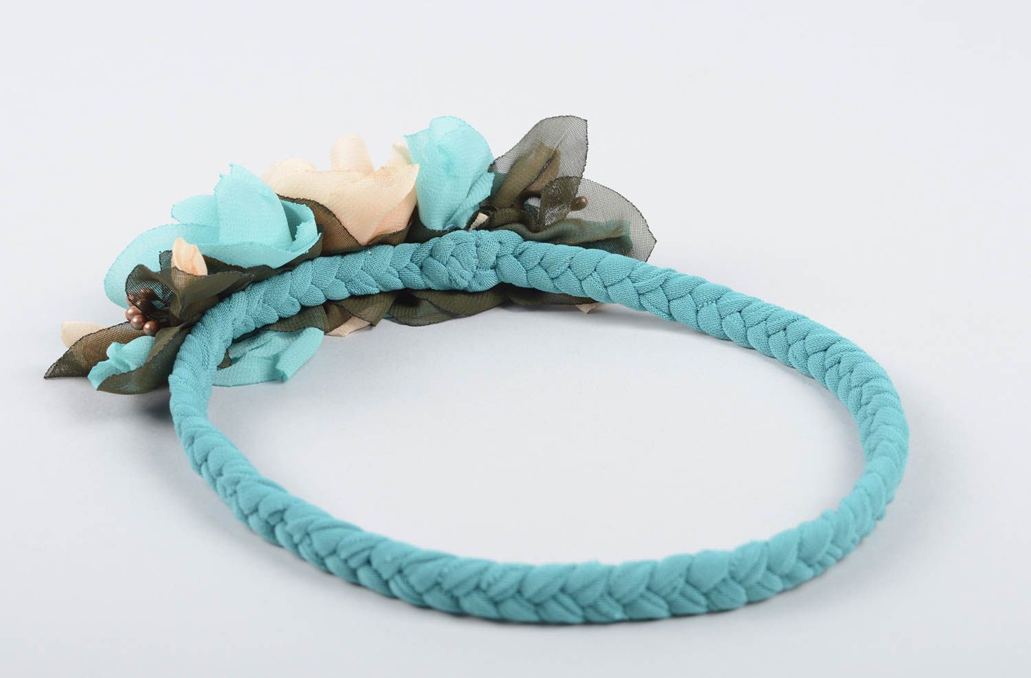 Blue handmade flower headband designer hair accessories cool gifts for her photo 3