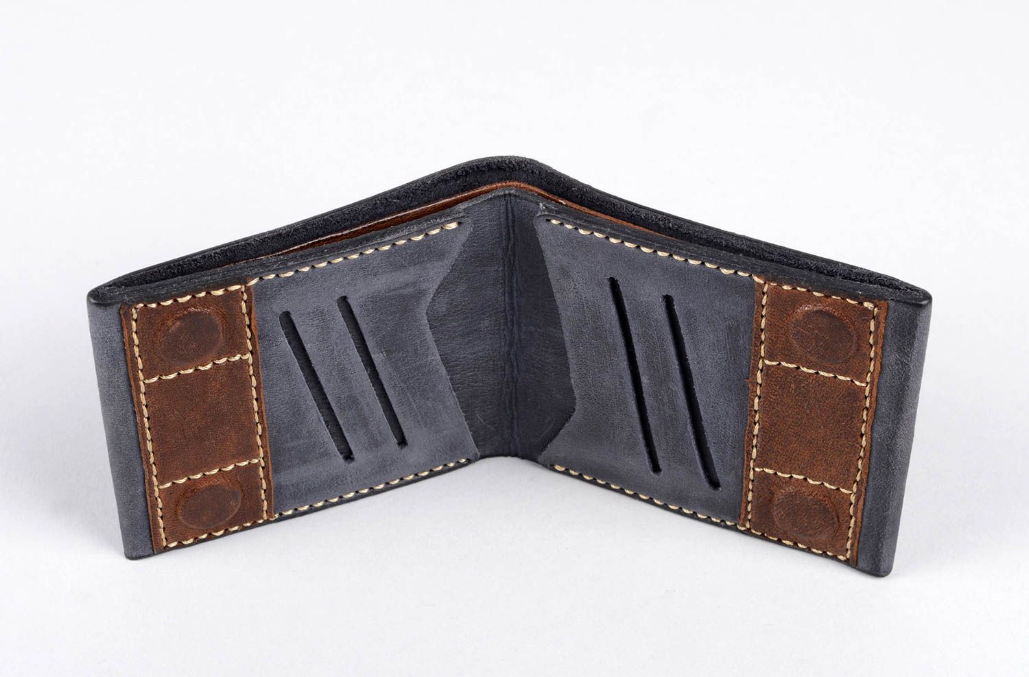 Handmade leather wallet mens leather wallet designer wallets mens accessories photo 3