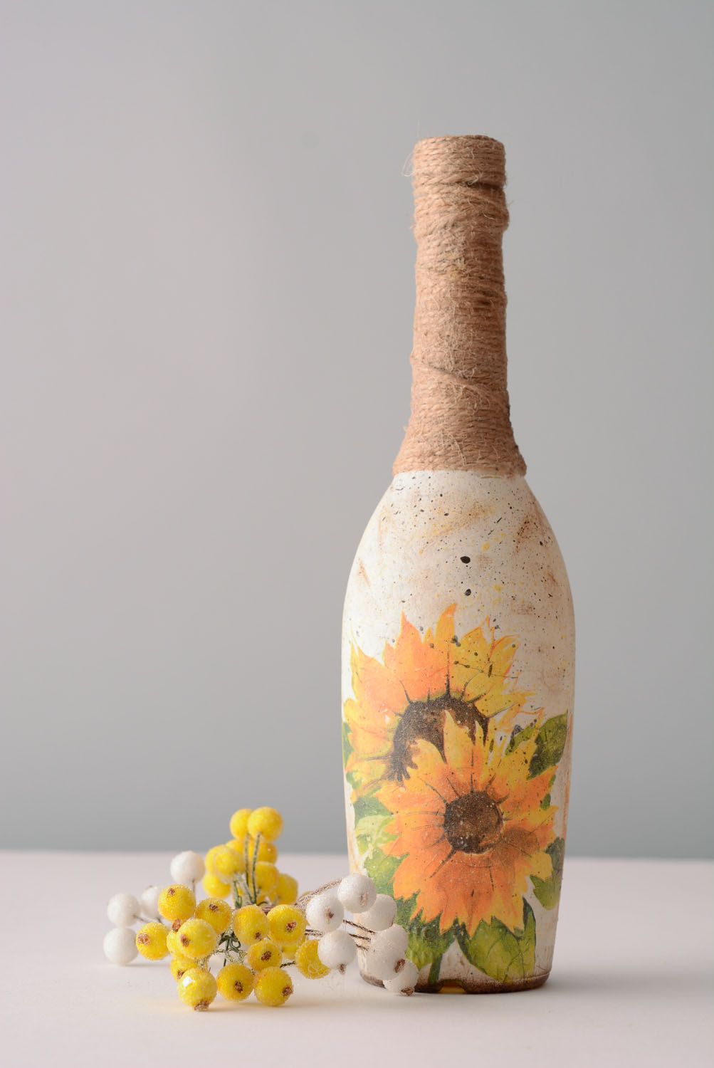 Decorative bottle Sunflowers photo 1
