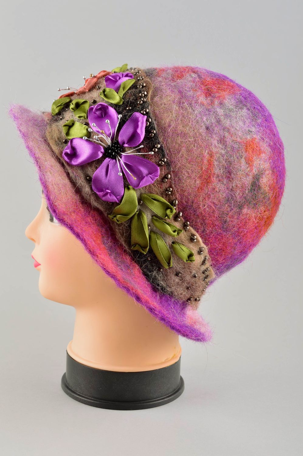 Sombrero de fieltro hecho a mano accesorio para mujeres regalo original foto 3