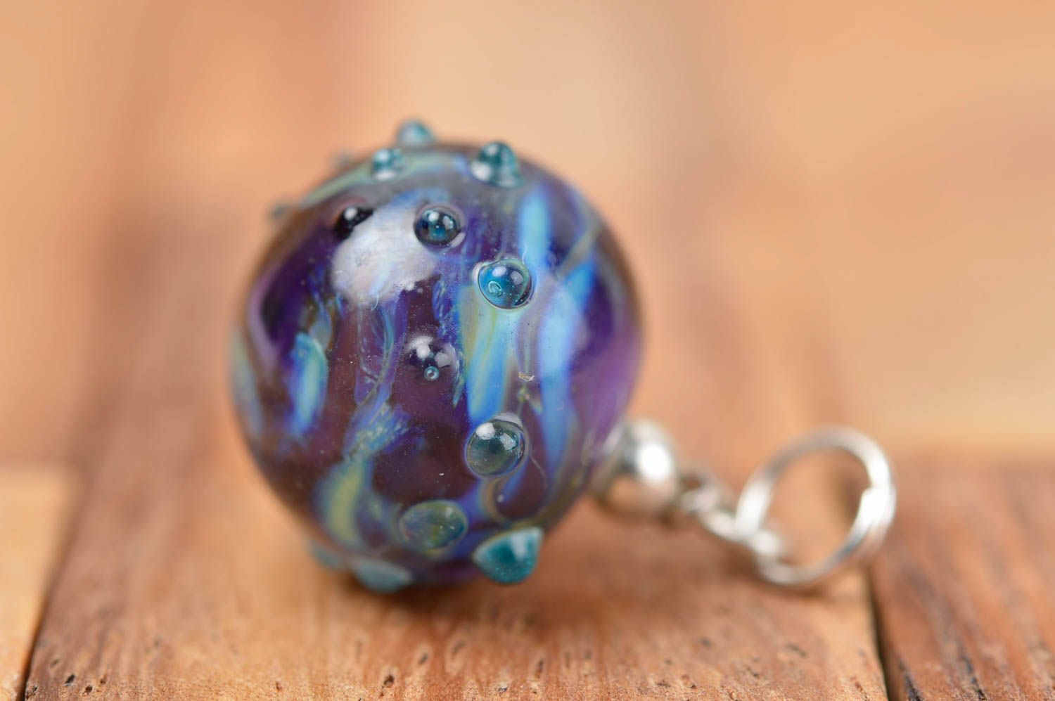 Perle en verre faite main Fourniture pour bijoux bleu-violet Loisirs créatifs photo 2