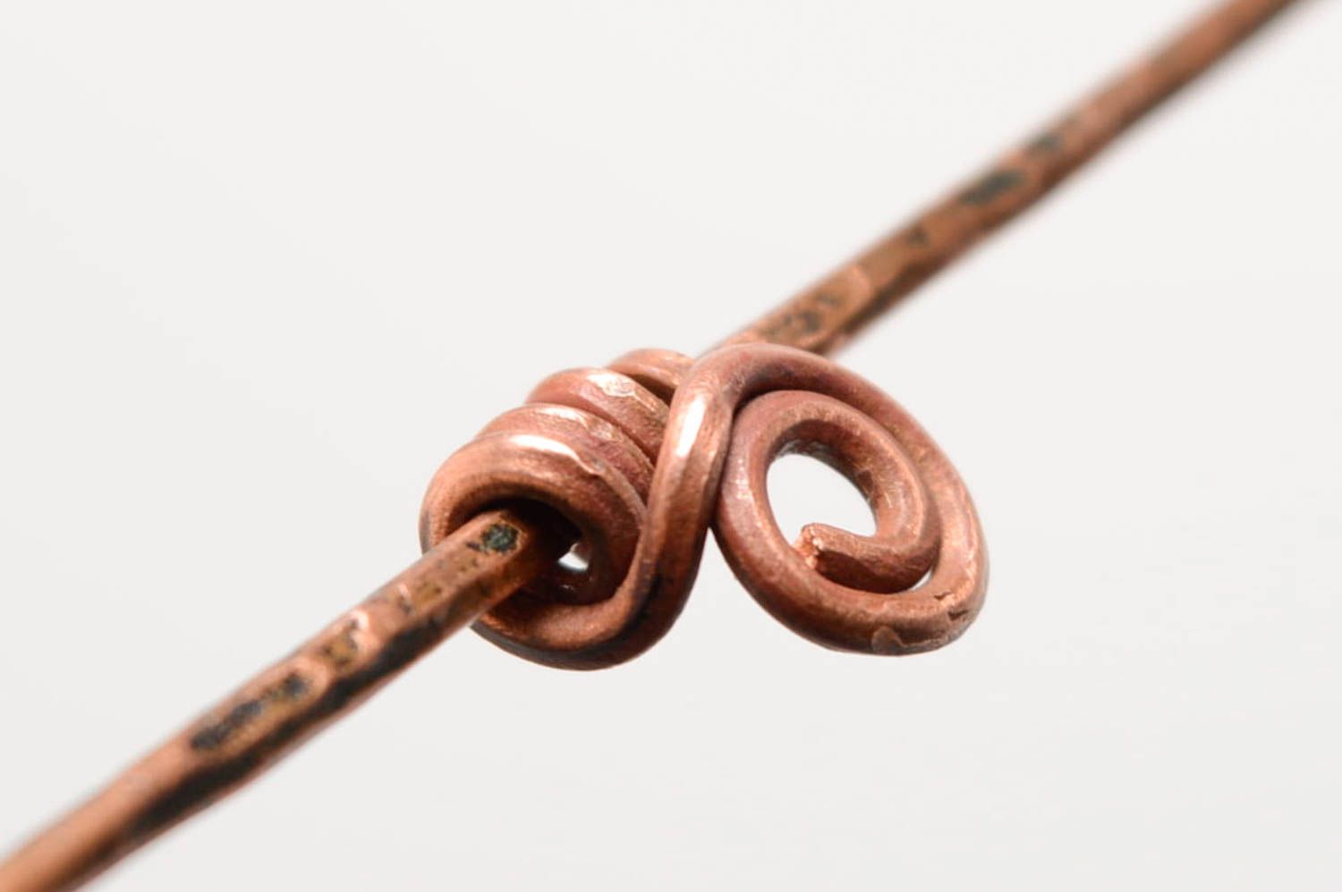 Unusual wire wrap copper brooch photo 4