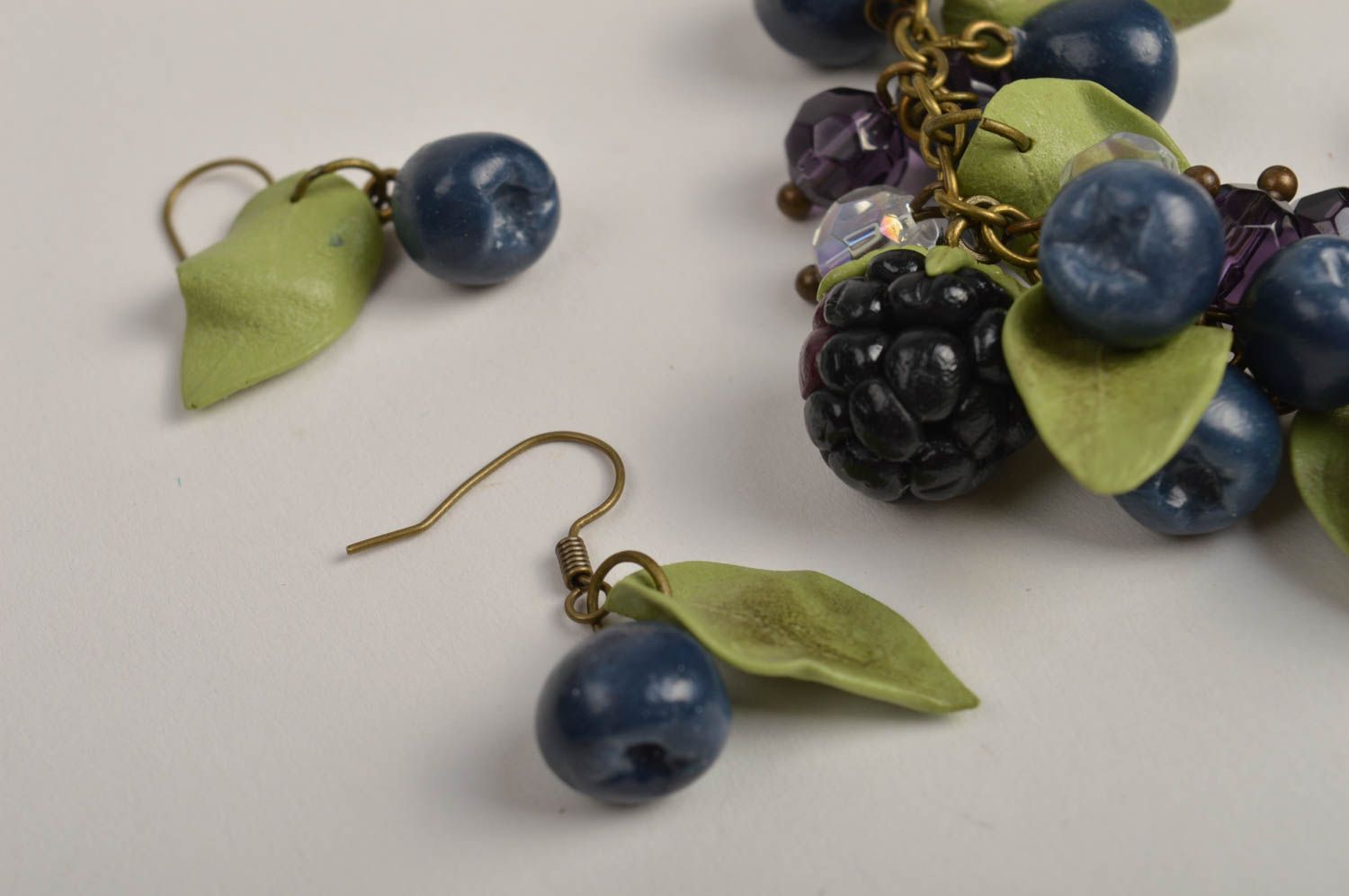 Wrist bracelet fashion earrings polymer clay jewelry forest berry women jewelry photo 4