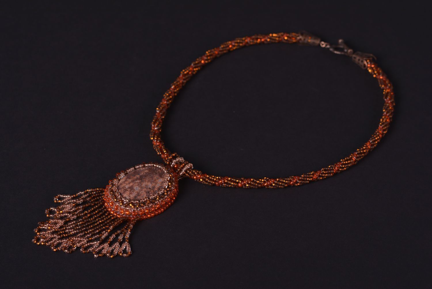 Handmade Damen Collier Modeschmuck Halskette Accessoire für Frauen braun Achat foto 1