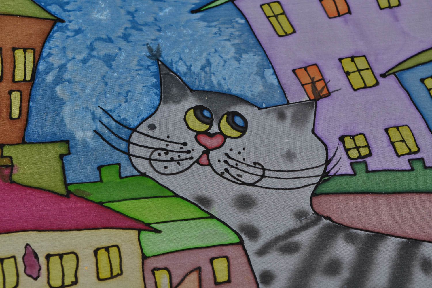 Картина в технике батик Городские коты фото 3