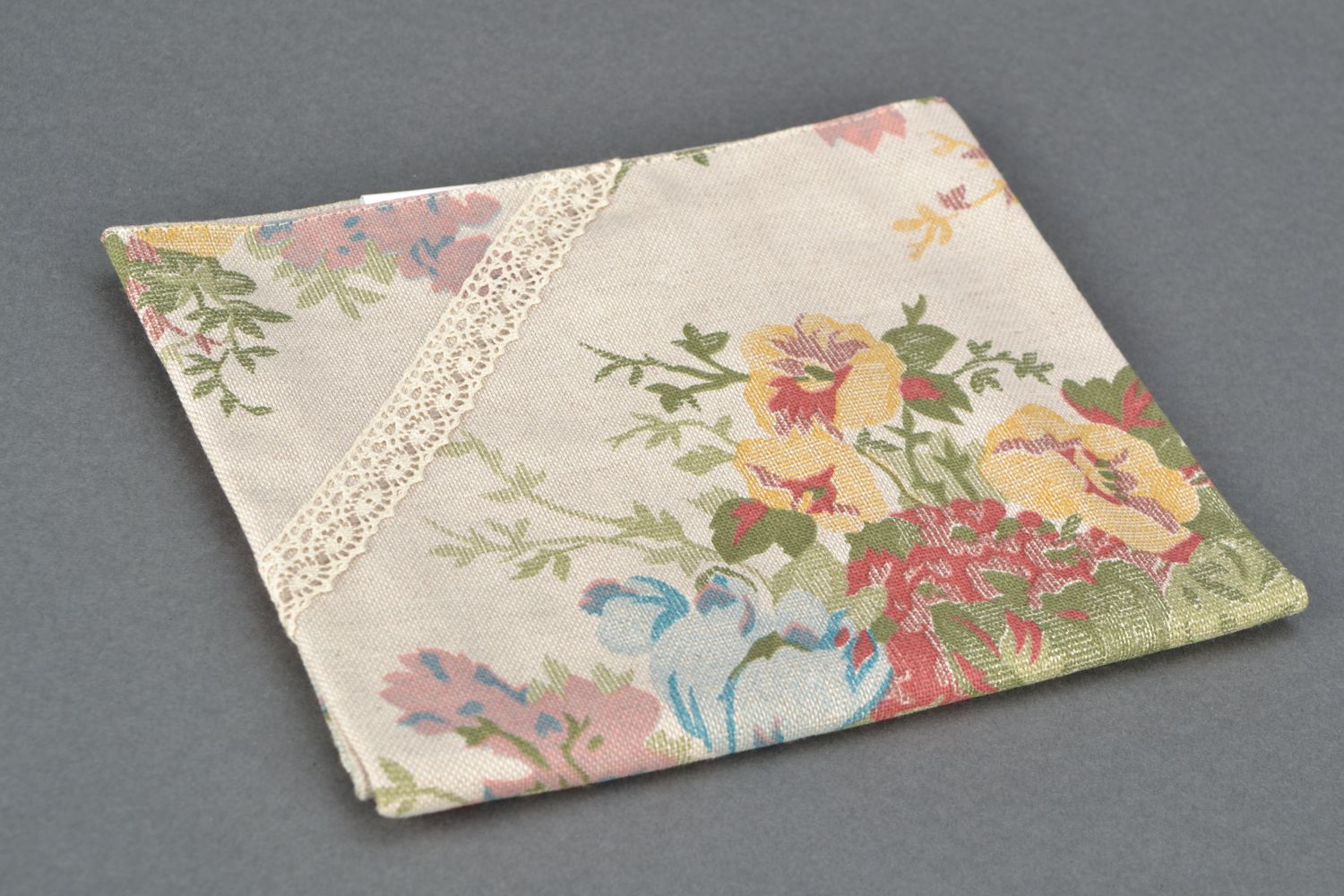 Serviette de table en tissu de coton et polyamide rectangulaire faite main photo 3