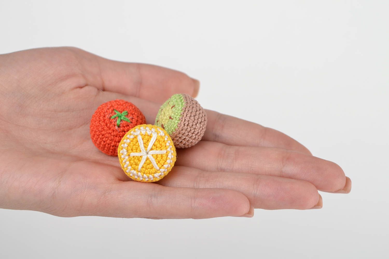 Фрукты крючком хэнд мэйд игрушки-фрукты мягкие игрушки лимон апельсин киви фото 2
