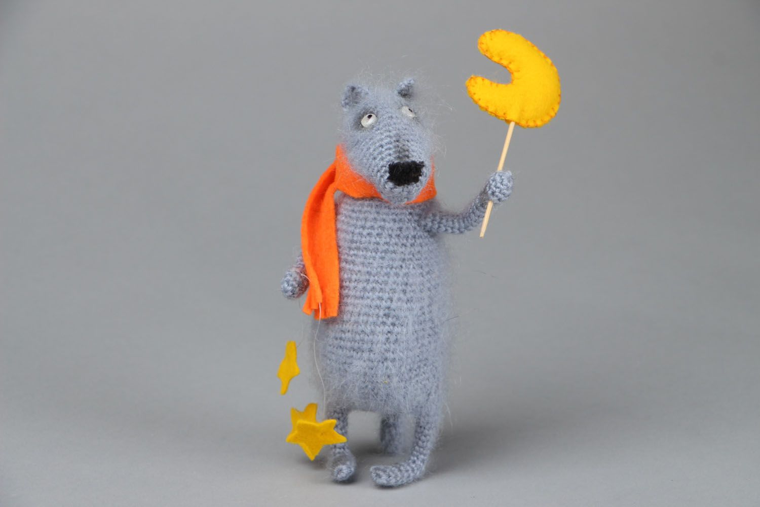 Peluche tricotée Loup gris faite main photo 1