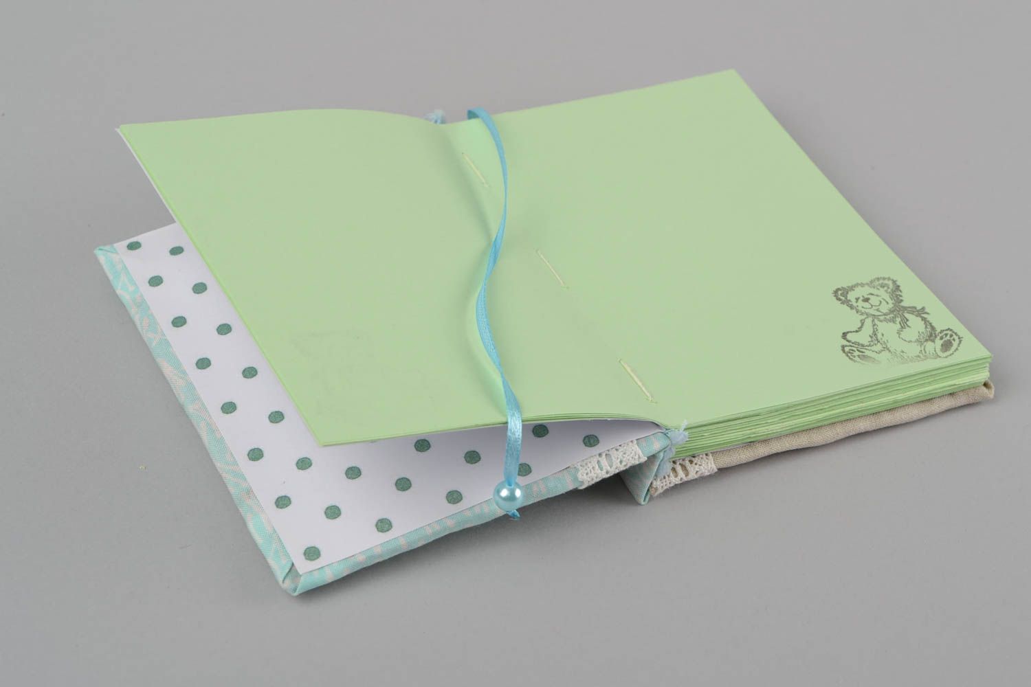 Cuaderno artesanal con tapa de tela diario personal azul scrapbook 60 páginas foto 4