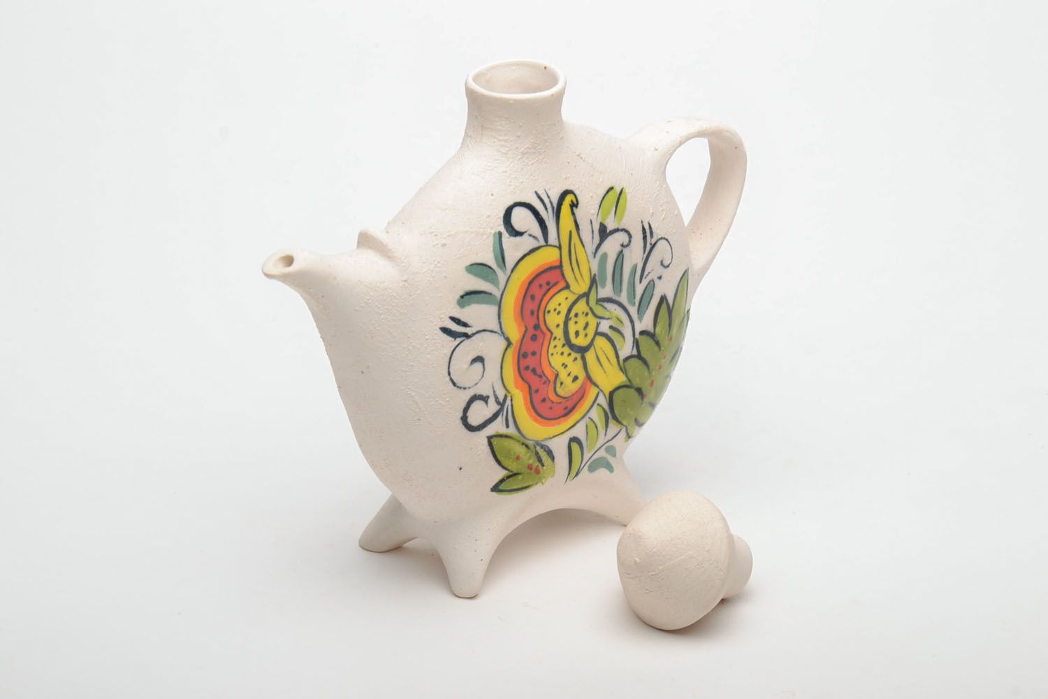 Handmade white ceramic teapot photo 4