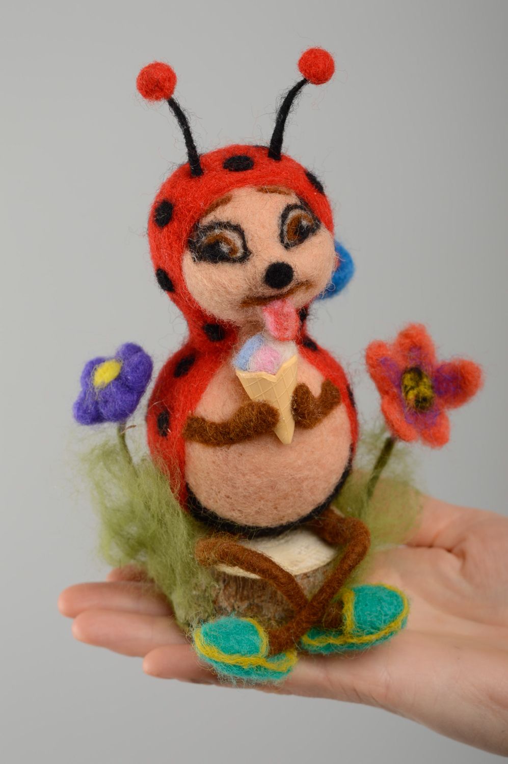 Handmade felted wool toy Ladybird photo 5