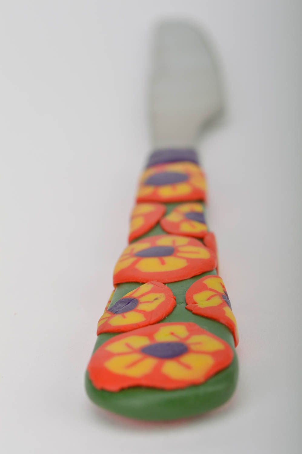 Beautiful handmade designer table knife with polymer clay handle  photo 4