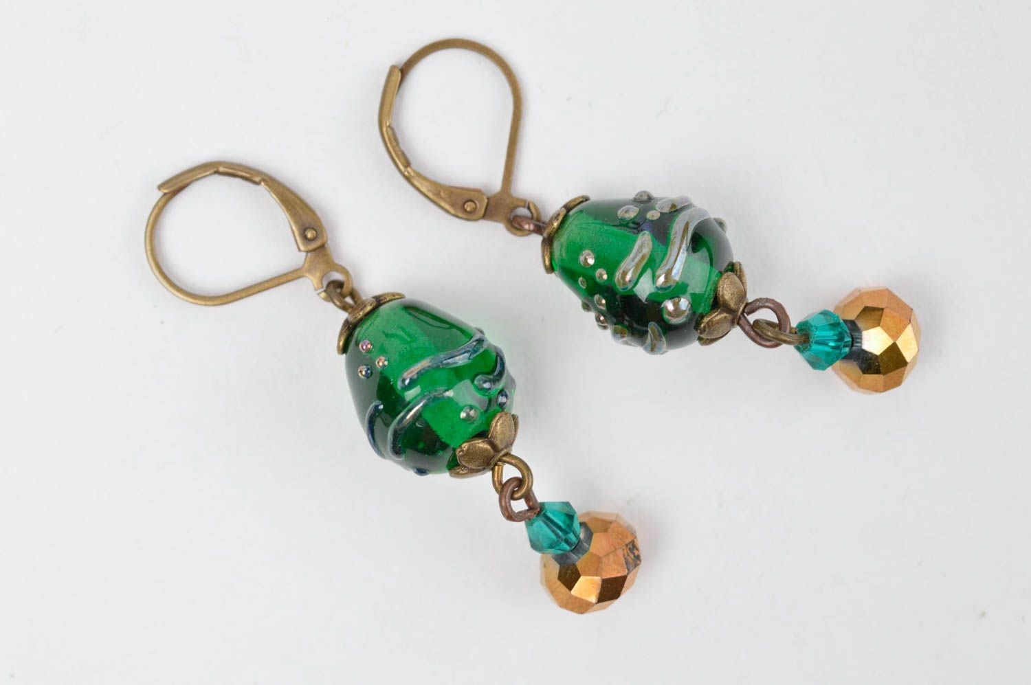 Unusual handmade beaded earrings glass bead earrings fashion accessories photo 2