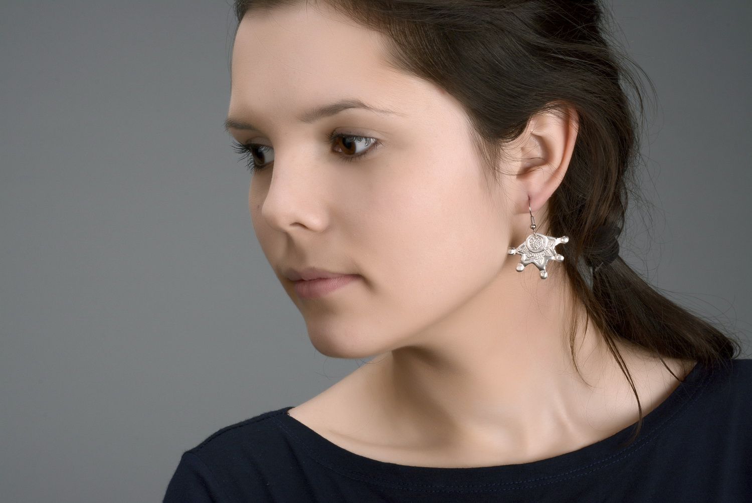 Metal earrings with silver-plating photo 5