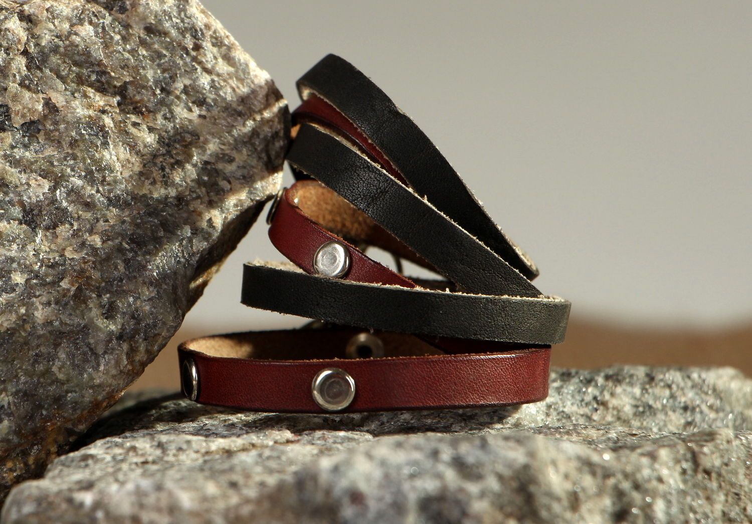Brown leather bracelet  photo 1