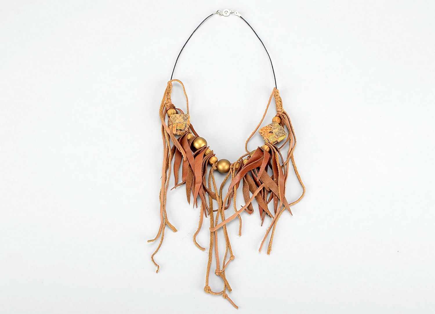 Necklace from leather and wood Africa photo 2