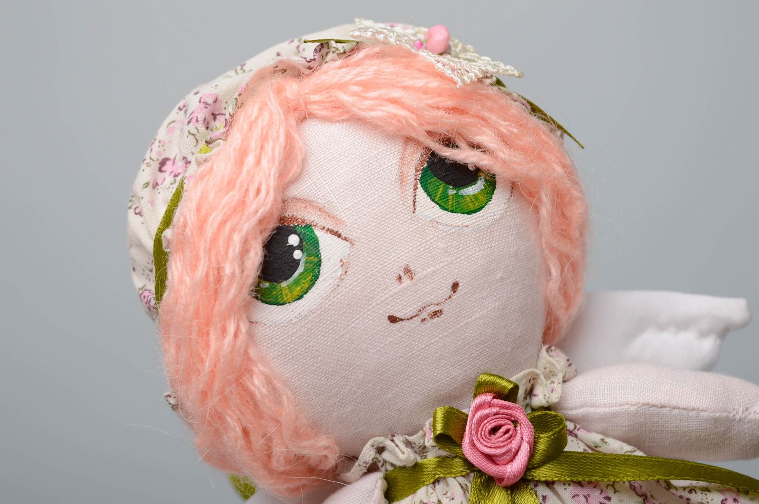 Handmade designer fabric doll with eyelet photo 2