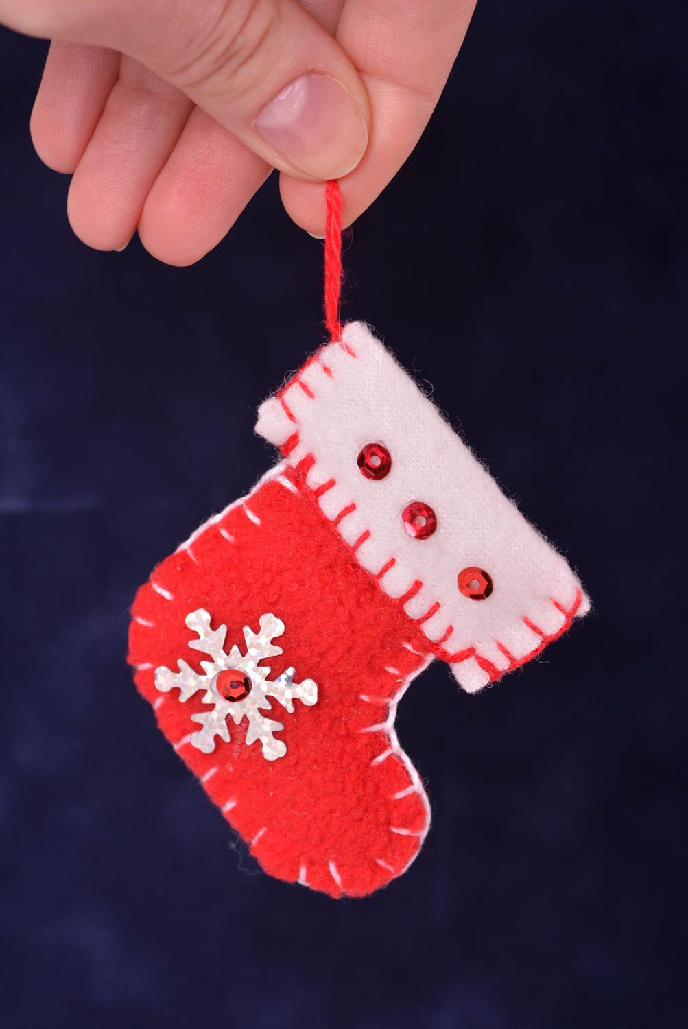 Décoration de Noël Déco fait main chaussette rouge Idée déco Noël design photo 2