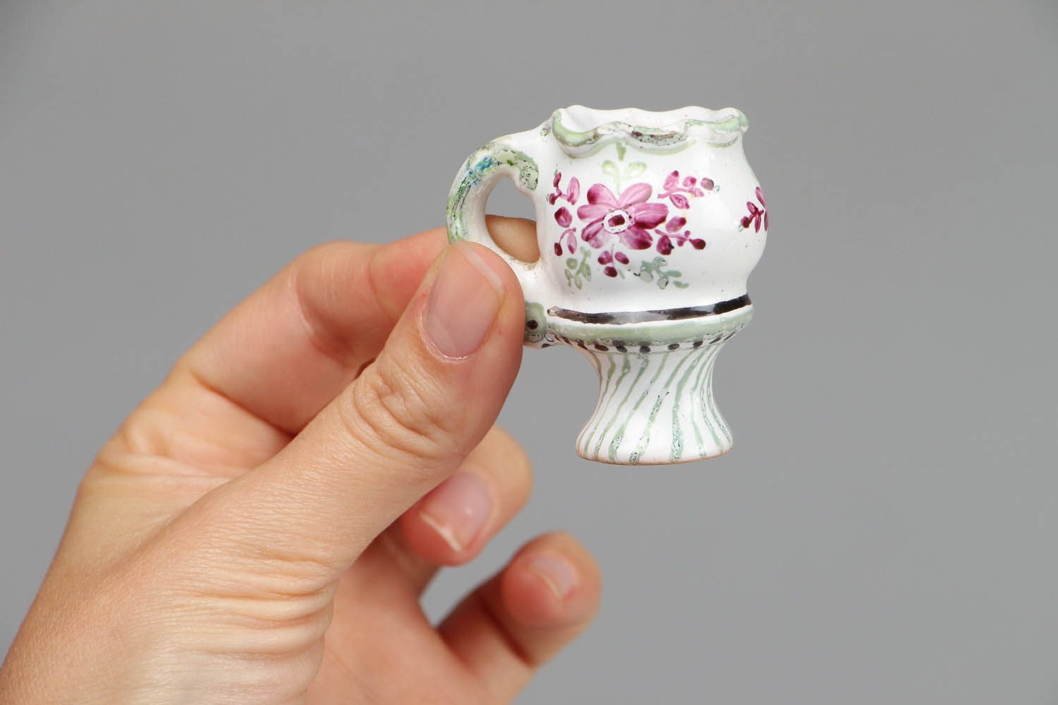 Little 2 inches ceramic floral design porcelain décor vase 0,07 lb photo 4