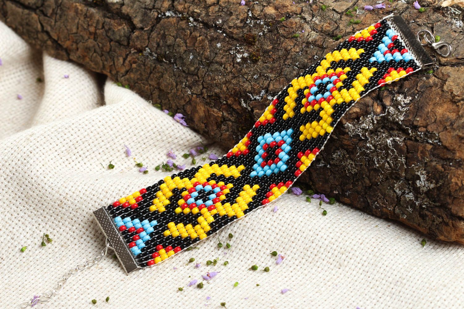 Wide handmade beaded bracelet fashion accessories woven bead bracelet gift ideas photo 1