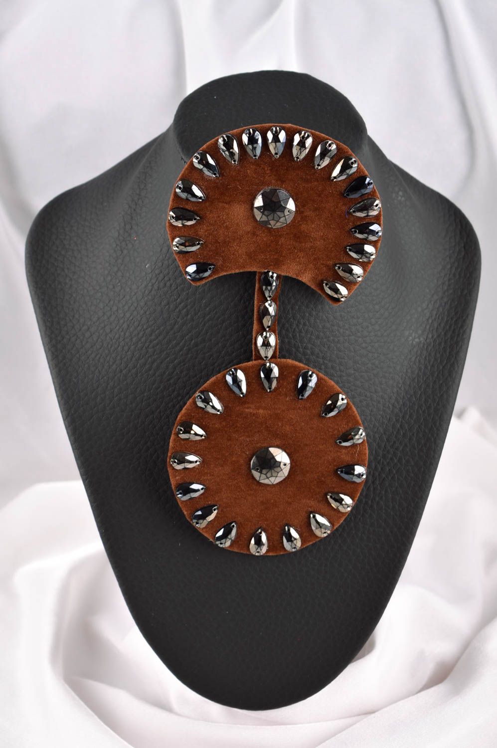 Handmade women tie leather tie brooch nice tie gift for women design accessories photo 1