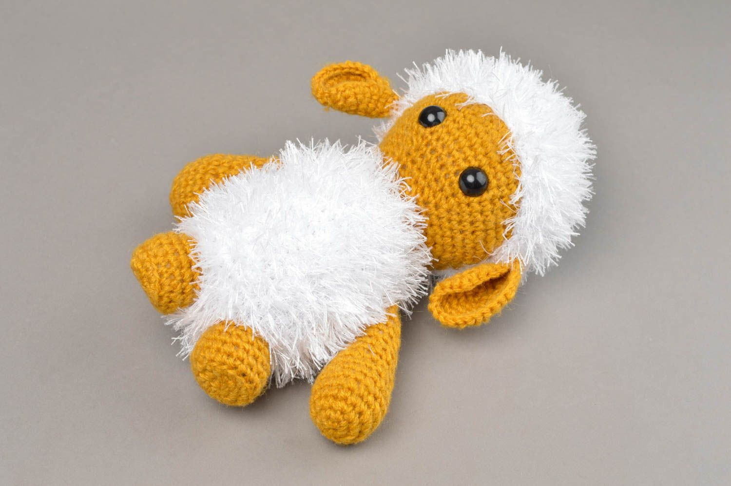 Handmade designer soft toy unusual white sheep toy cute woven souvenirs photo 2