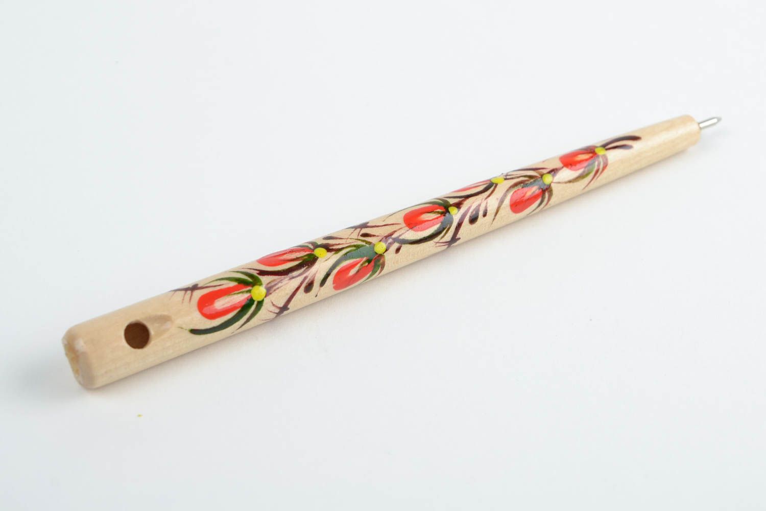 Деревянная ручка свисток с росписью светлая красивая оригинальная ручной работы фото 5