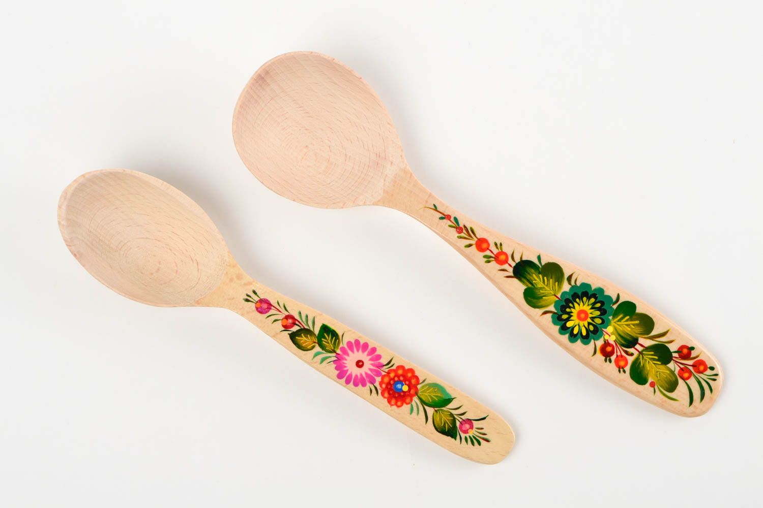 Handmade designer wooden spoons 2 painted spoons ware in ethnic style photo 3
