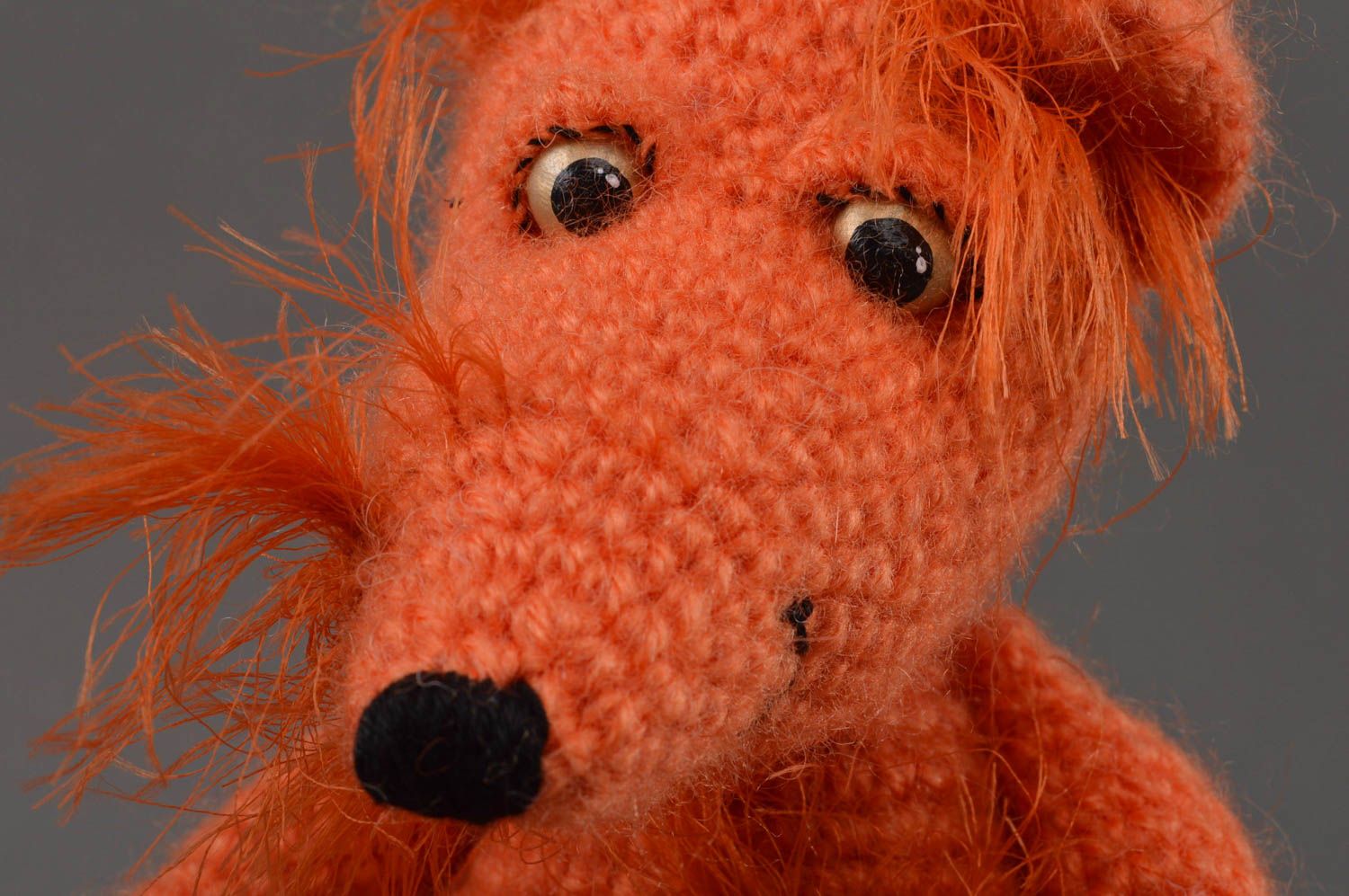 Petit jouet mou tricoté fait main en forme de renard décoration maison photo 2
