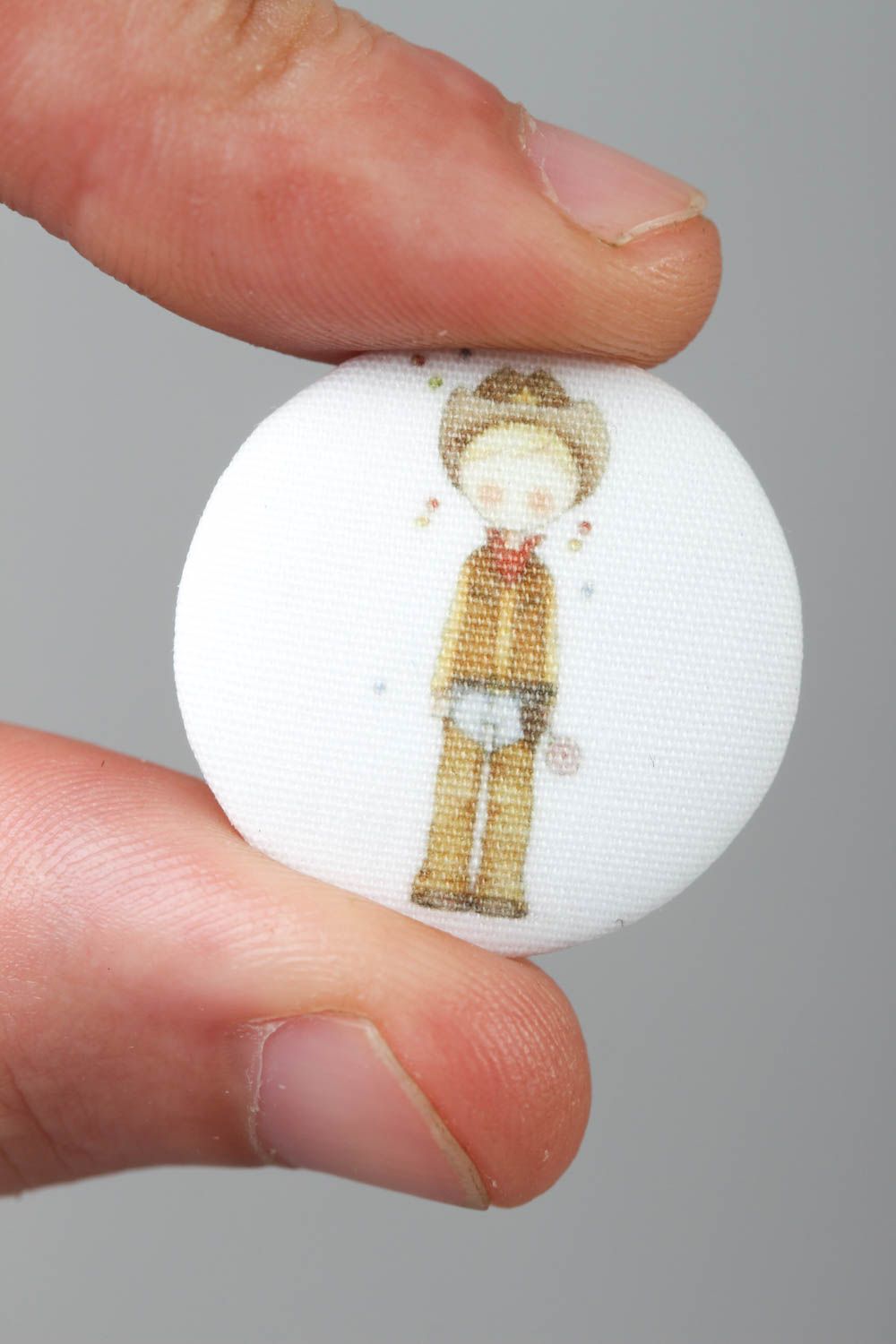 Unusual handmade plastic button needlework accessories printed fabric button photo 5