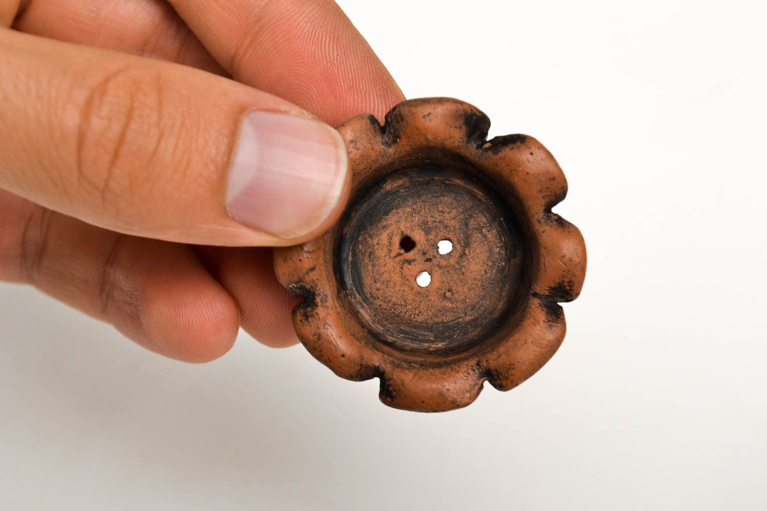 Сувенир ручной работы изделие из глины аксессуар для курения тарелочка фото 2